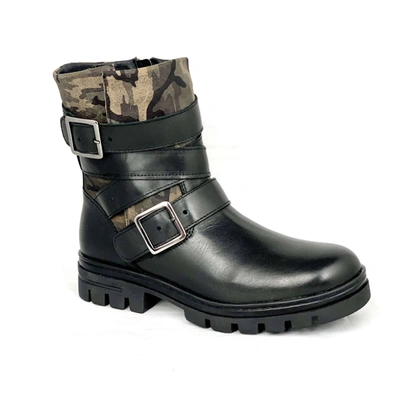 Eric Michael Women's Natalie Leather Boot In Black/camo