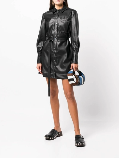 Staud Lynn Belted-waist Shirt-dress In Black