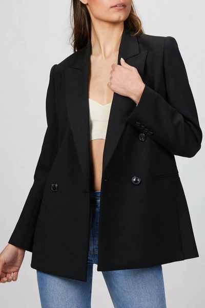 Rebecca Taylor Double Breasted Cavalry Twill Blazer In Black