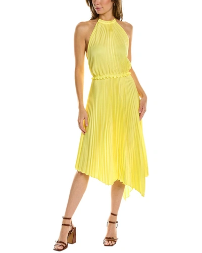 A.l.c Claudia Pleated Asymmetric Midi Dress In Yellow