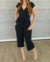 BISHOP + YOUNG FRONT TIE JUMPSUIT IN NAVY