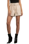 Elan Women's Belted Faux Leather Shorts In Beige