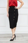 Bishop + Young Button Front Pencil Skirt In Black