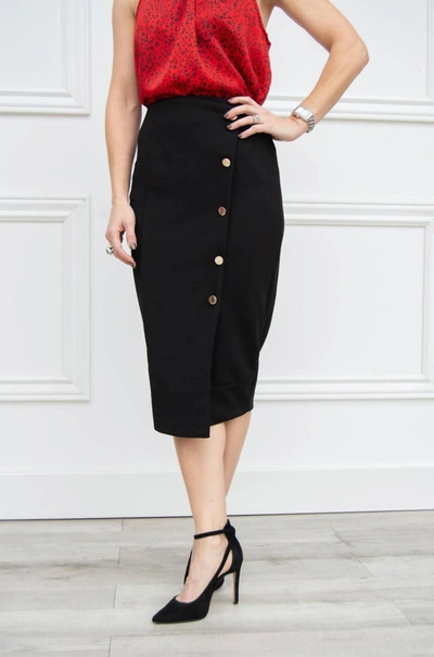 Bishop + Young Button Front Pencil Skirt In Black