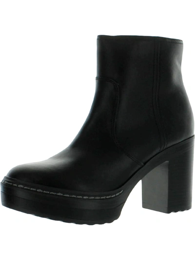 Sun + Stone Kiinsley Womens Faux Leather Block Heel Ankle Boots In Black