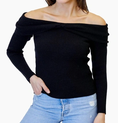 Design History Off Shoulder Twist Top In Black