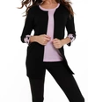 Angel Polka Dot Sleeve Ribbed Open Cardigan In Black/pink In Multi