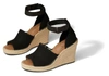 Toms Marisol Peep Toe Wedge Sandal In Black