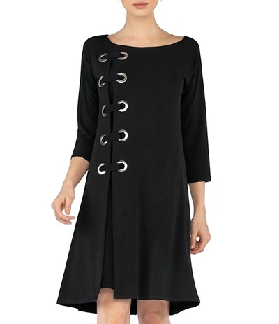 Eva Varro Bateau Grommet Dress In Black