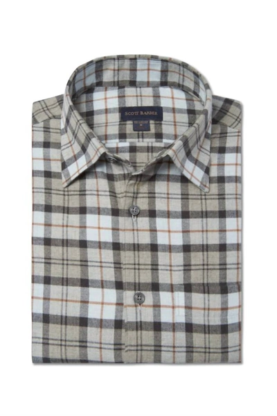 Scott Barber Cotton/merino Shadow Plaid In Grey Heather