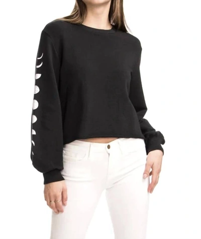 Chrldr Moon Phases - Balloon Sleeve Lounge Top In Black