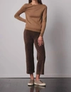 AVENUE MONTAIGNE PULL ON CORDUROY CROP PANT IN BROWN CROP