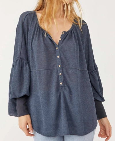 Free People Marla Jersey Henley Top In Black