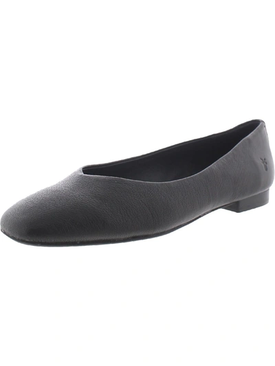 Frye Dana Womens Square-toe Leather Ballet Flats In Black