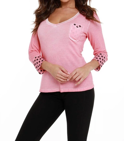 Angel V-neck Polka Dot Top In Coral In Pink