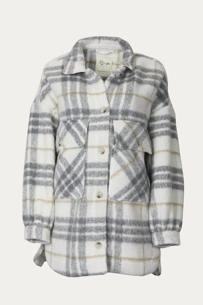 Rd Style Oversized Checked Shacket In Grey Cream In Multi