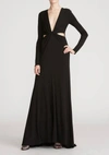 Halston Heritage Andie Matte Jersey Twist Gown In Black