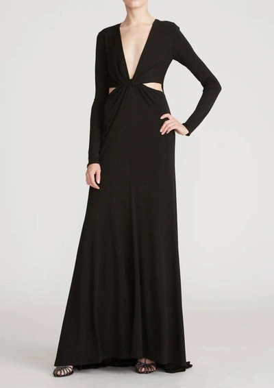 Halston Heritage Andie Matte Jersey Twist Gown In Black