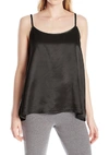 Pj Harlow Daisy Satin Tank With Braided Straps & Elastic Back In Black