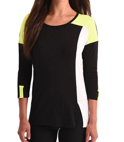 ANGEL COLOR BLOCK 3/4 SLEEVE TOP IN BLACK MULTI