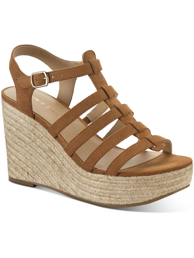Sun + Stone Wesleyy   Womens Faux Suede Caged Wedge Sandals In Multi