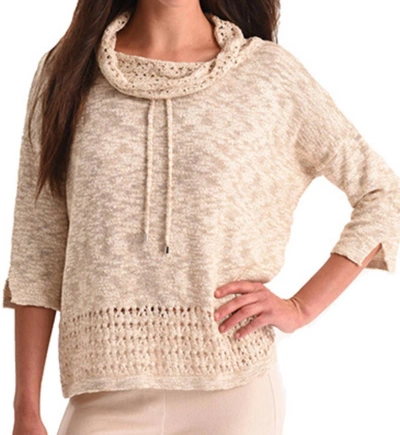 Angel Cowl Neck Crochet Top In Sand In Beige