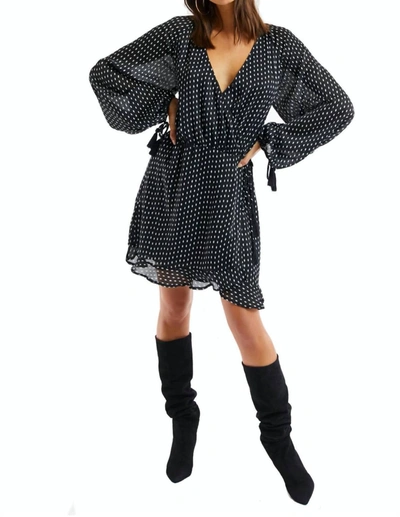 Allison New York Paint Dot Wrap Dress In Black