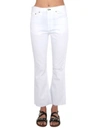Rag & Bone Women's White With Holes Cropped Jeans Stretch Denim Pants In White