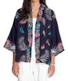 JOHNNY WAS KALUHI LINEN CROPPED KIMONO IN DEEP NAVY