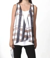 Angel Plaid Grid Waterfall Vest In Cream/taupe In Multi