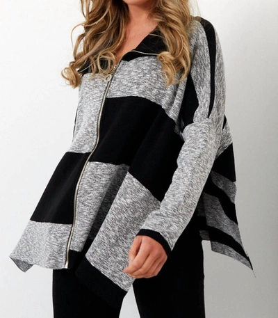 Angel Color Block Cardigan In Black