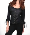 ANGEL DRAWSTRING-SLV BUTTONED TOP IN BLACK