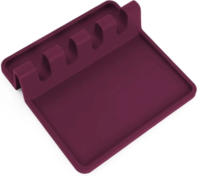 Zulay Kitchen Silicone Utensil Rest With Drip Pad For Multiple Utensils In Pink