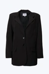 GOLDIE LONDON OVERSIZED SINGLE-BREASTED TWILL CREPE BLAZER IN BLACK