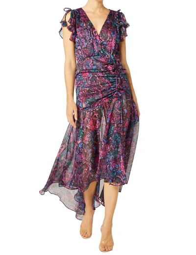Misa Colette High-low Floral Chiffon Dress In Multi