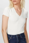 6397 Ribbed Mini V Neck Tee In White