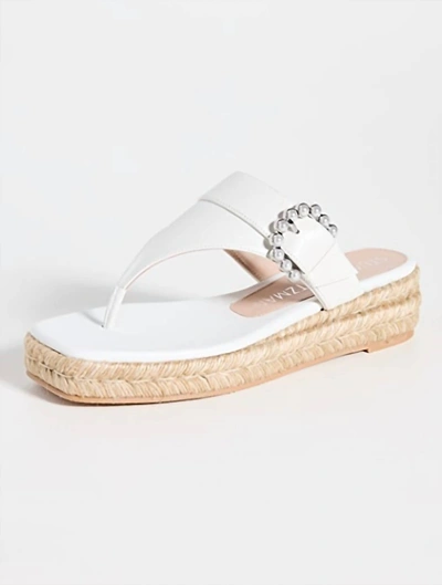 Stuart Weitzman Pearl Buckle Espadrille Sandal In White