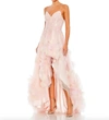 Mac Duggal Embellished Floral High Low Sleeveless Gown In Multi