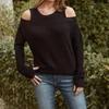 RED HAUTE CUT OUT SHOULDER TOP IN BLACK