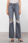 Hidden Happi Ultra High Rise Distressed Flare In Grey In Grey