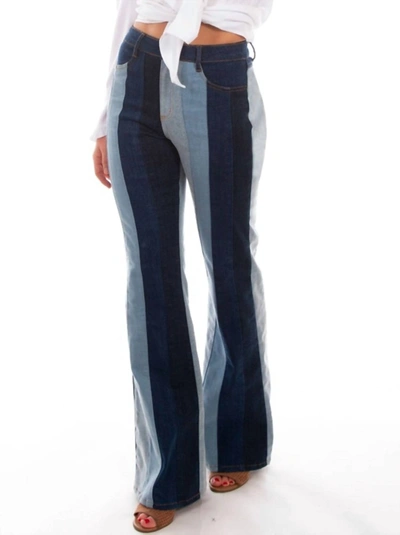 Scully Multi Colored Panel Flare Jeans In Light/dark