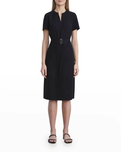 Lafayette 148 Hutchins Dress W/ Belt In Black