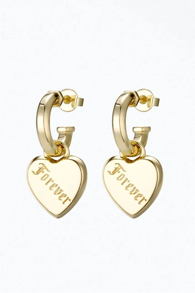 F+h Studios Love Forever Heart Charm Earrings In Gold