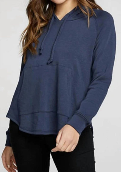 Chaser Slub French Terry L/s Zip Side Pullover In Night Sky In Blue