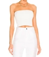 COMMANDO FAUX LEATHER SMOCKED TUBE TOP IN WHITE