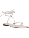 Calvin Klein Minola Womens Faux Leather Ankle Tie Thong Sandals In White