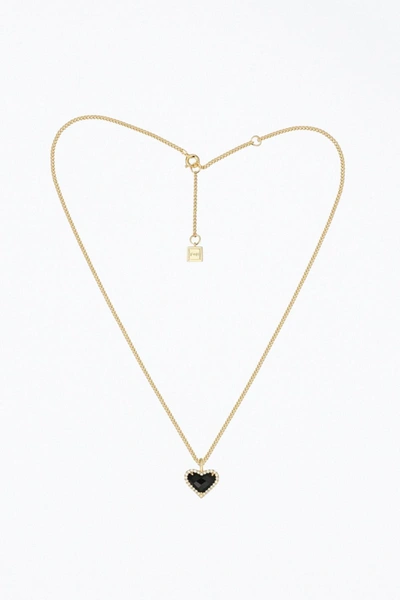 F+h Studios Whitney Gemstone Heart Necklace In Gold