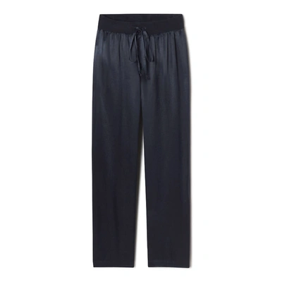 Pj Harlow Jolie Satin Pant With Draw String In Navy In Blue