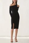 KRISA ASYMMETRICAL CUTOUT DRESS IN BLACK