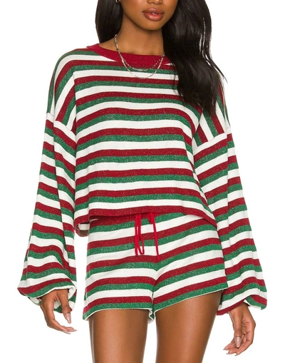 Beach Riot Ava Sweater In Festive Stripe In Multi